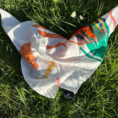 Mozzie Cozzie scarf - change the look and feel with our colours depending on how you fold it.  Digital print  for the season Tropical Summer Earth, printed on TENCEL by Lenzing AG.